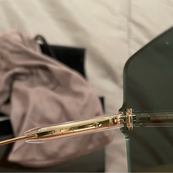 NEW Christian Dior Acetate Color Quake 1 Rimless Green with Gold Sunglasses - Picture 5 of 6